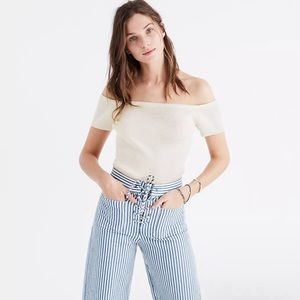 Madewell cream/ivory rubbed off the shoulder top